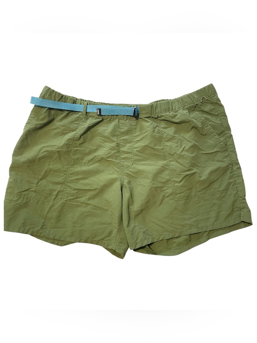 REI Trailmade Amphib Pull on Shorts Olive Green Men’s XXL with Blue Belt Pockets